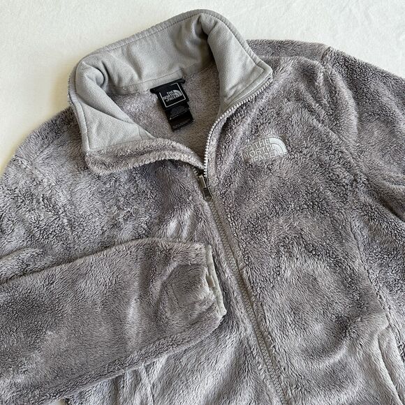 The North Face Osito 2 Jacket Womens Small Gray Fuzzy High Pile Fleece Full Zip - Picture 1 of 8